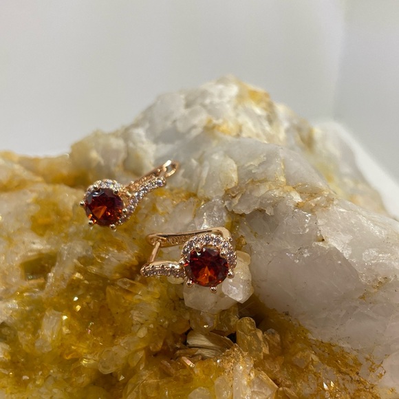 2.46ct Sapphire Earrings Rolled 14k ORANGE & WHITE - Picture 9 of 11